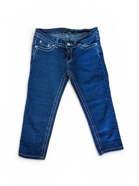 Dark Blue Stretch Denim Capris - Women